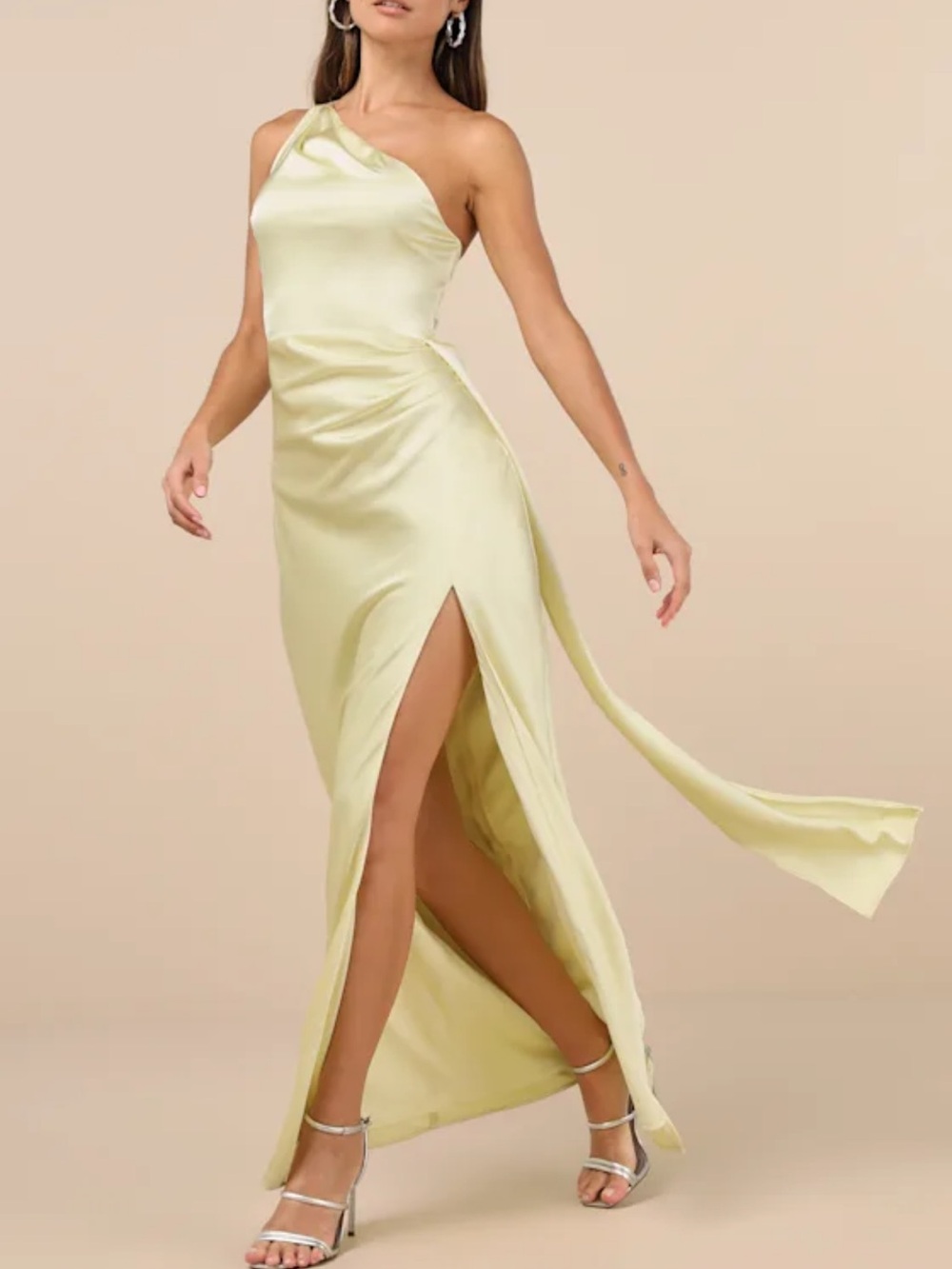 Lulus Signature Elegance satin one shoulder dress